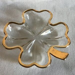 Glass Four Leaf Clover - Shamrock Dish VTG